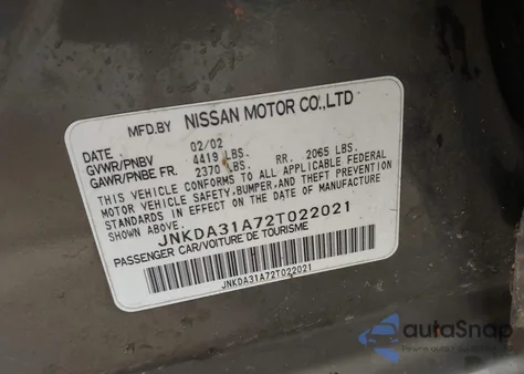 2002 Infiniti I35 Luxury z USA, uszkodzony, nr VIN JNKDA31A72T022021